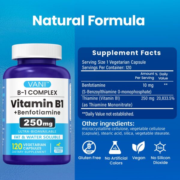 Frasco suplemento vitamina B1 benfotiamina VANI