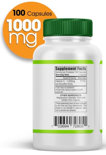 Frasco suplemento vitamina c 100 cápsulas antioxidante
