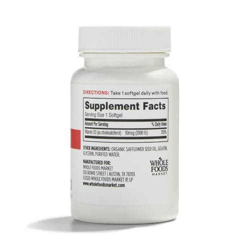 Frasco suplemento vitamina d3 2000 iu Whole Foods Market
