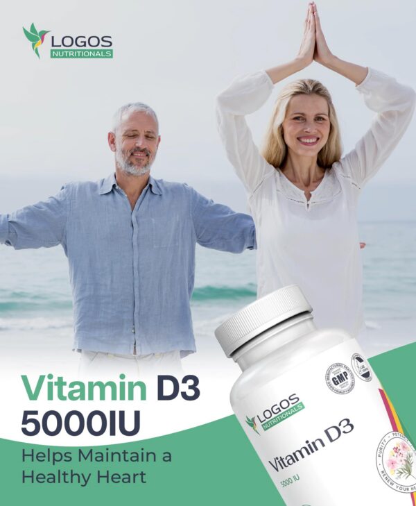 frasco suplemento vitamina d3 logos nutritionals 60 cápsulas