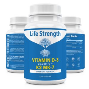 Frasco suplemento vitamina K2 MK7 y D3 25000 UI LifeStrength