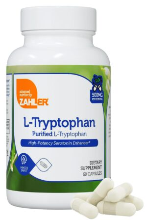 Version 1.0.0 Frasco de suplemento Zahler L-Triptófano 500mg 60 cápsulas