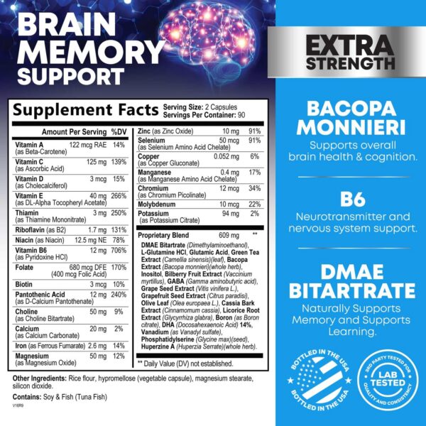 Frasco de suplementos cerebrales para enfoque y claridad