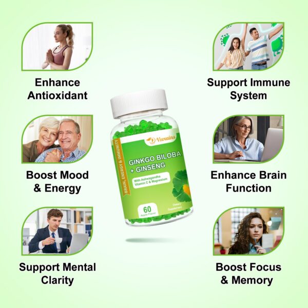 Gomitas VZOXAINS Ginkgo Biloba sabor manzana y vitamina C