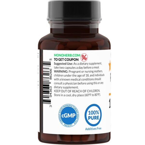 Version 1.0.0 Frasco del suplemento Extracto de Pygeum MONOHERB 1000 mg