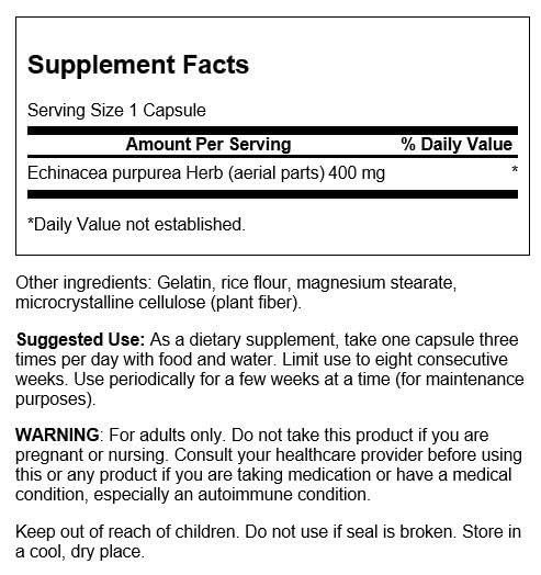 Frasco Swanson cápsulas de echinácea 400 mg para sistema inmune