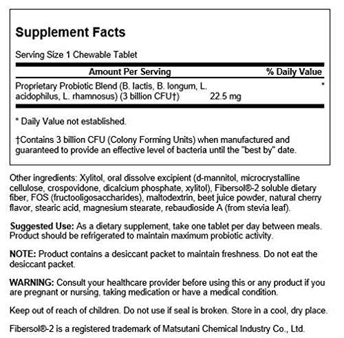 Frasco Swanson probióticos sabor cereza para niños 60 tabletas