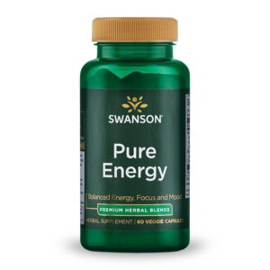 Frasco Swanson Pure Energy suplemento adaptógeno 60 cápsulas