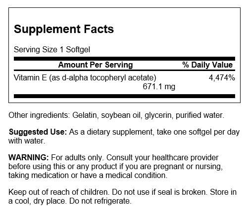Frasco Swanson vitamina E 1000 UI 250 softgels pack 2