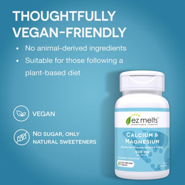Frasco de tabletas EZ Melts calcio y magnesio sin azúcar