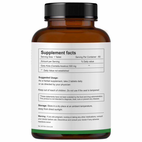 Frasco de tabletas Gotu Kola Herb Essential 500mg