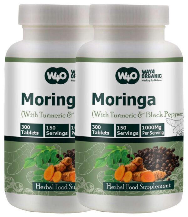 Version 1.0.0 Frasco de tabletas de moringa con cúrcuma y pimienta negra