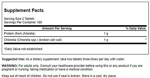 Frasco tabletas Swanson Clorella pared celular rota
