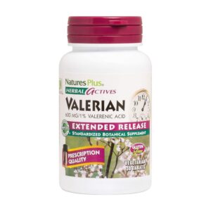 Frasco de tabletas valeriana Natures Plus 600mg