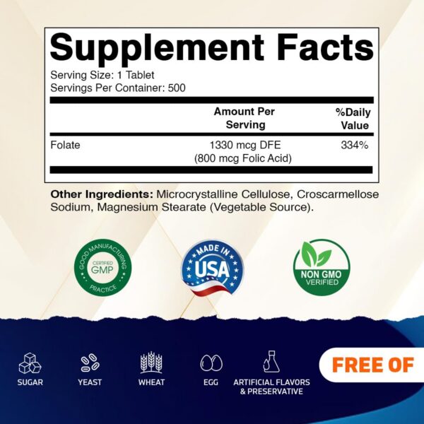 Version 1.0.0 Frasco de tabletas vegetarianas ácido fólico Vitamatic