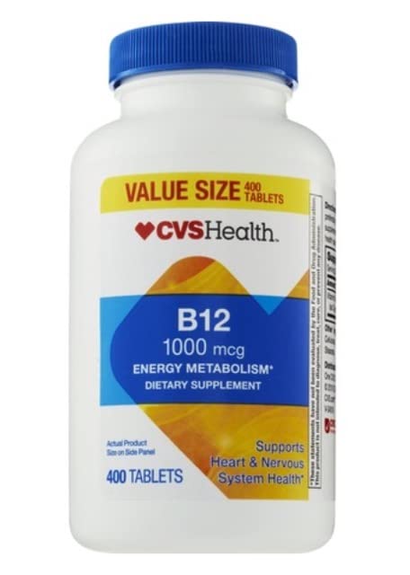 Frasco de tabletas vitamina B12 CVS Health 1000mcg 400 unidades