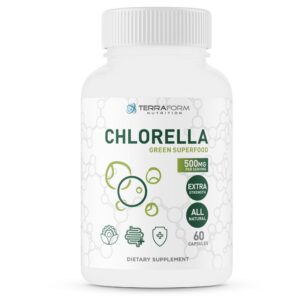Version 1.0.0 Frasco TerraForm Nutrition cápsulas puras de chlorella