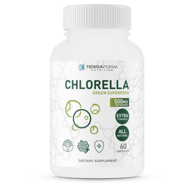 Frasco TerraForm Nutrition cápsulas puras de chlorella