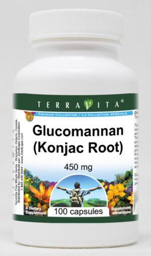 Frasco TerraVita Glucomanano 450 mg 100 cápsulas