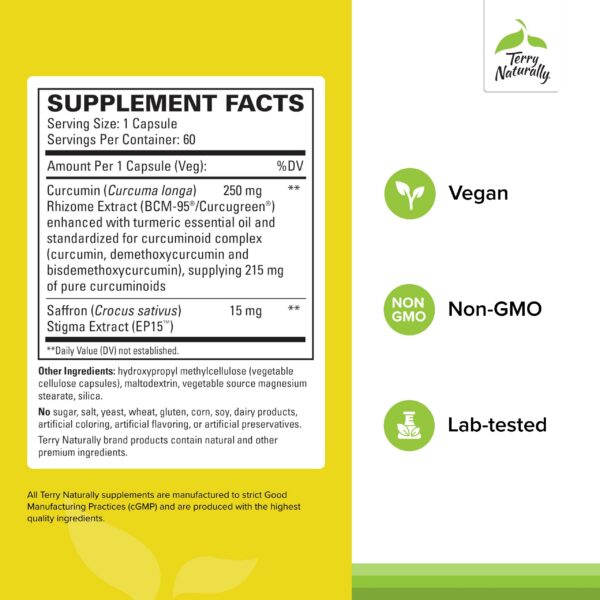 Frasco Terry Naturally Saffron Lift + Curcumin suplemento herbal