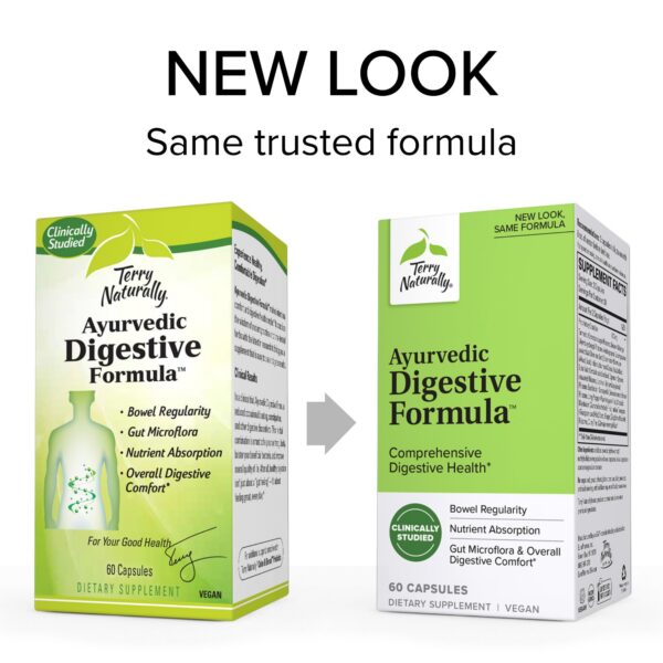 Frasco Terry Naturally suplemento digestivo ayurvédico