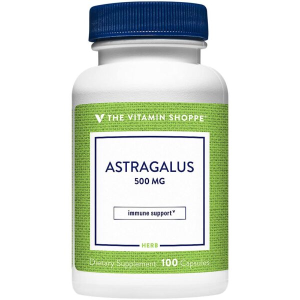 Frasco The Vitamin Shoppe Astrágalo 500mg 100 cápsulas
