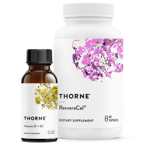 Frasco THORNE Vitamina D y K2 ResveraCel