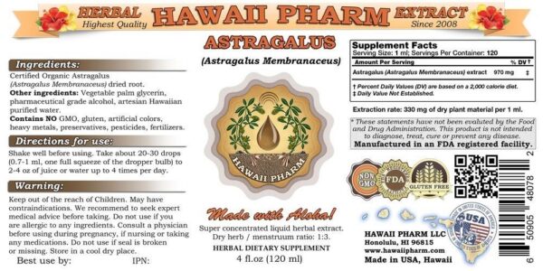Version 1.0.0 Extracto líquido de astrágalo en envase 4 oz Hawaii Pharm