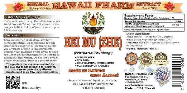 Version 1.0.0 Frasco de tintura natural Bei Mu (Zhe) 2x4 onzas