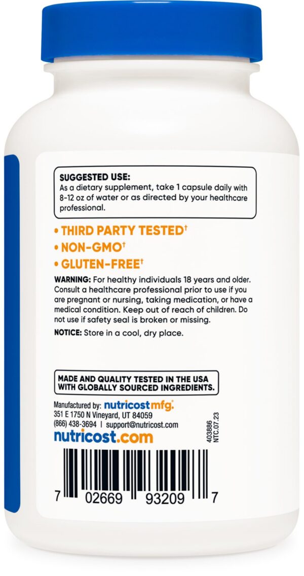 Version 1.0.0 Frasco de TMG mostrando cápsulas