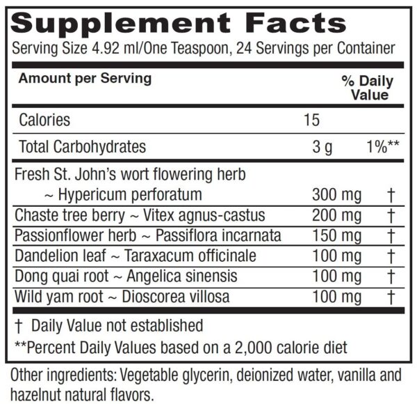 Frasco del tónico Vitanica para PMS con hierbas naturales