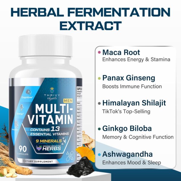 Etiqueta del suplemento ThrivyThystle para hombres