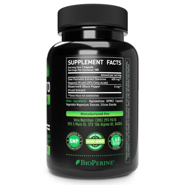 Version 1.0.0 Frasco Véla Saw Palmetto suplemento para salud prostática