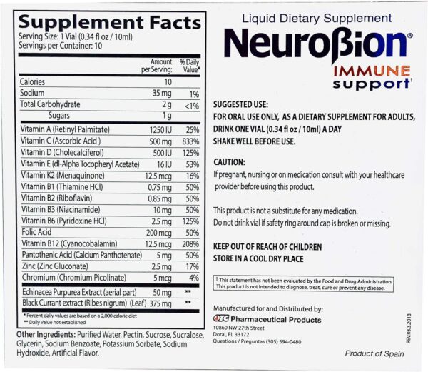 Version 1.0.0 Frasco y viales Neurobion soporte inmunológico