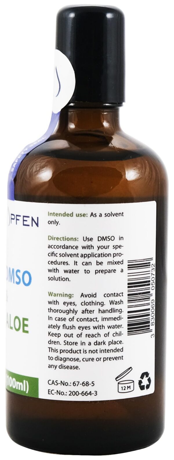 Frasco de vidrio ámbar Heiltropfen con mezcla DMSO Aloe