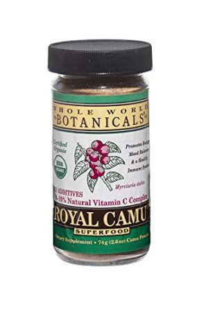 Frasco vidrio polvo royal camu whole world botanicals