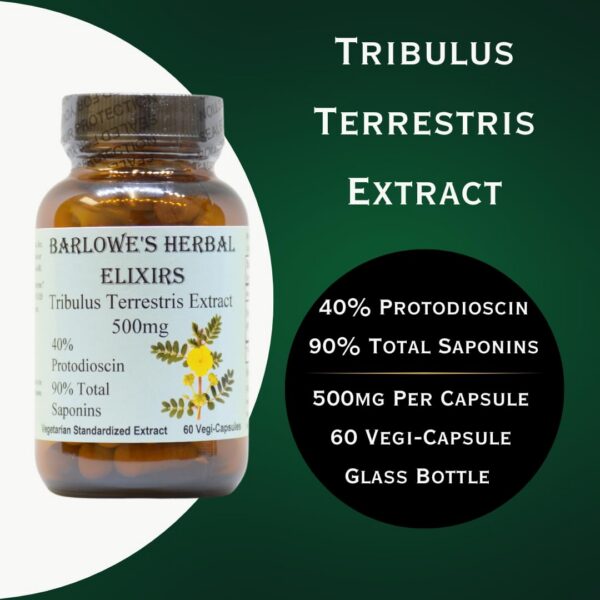 Frasco vidrio reciclable cápsulas Tribulus Terrestris Barlowe's