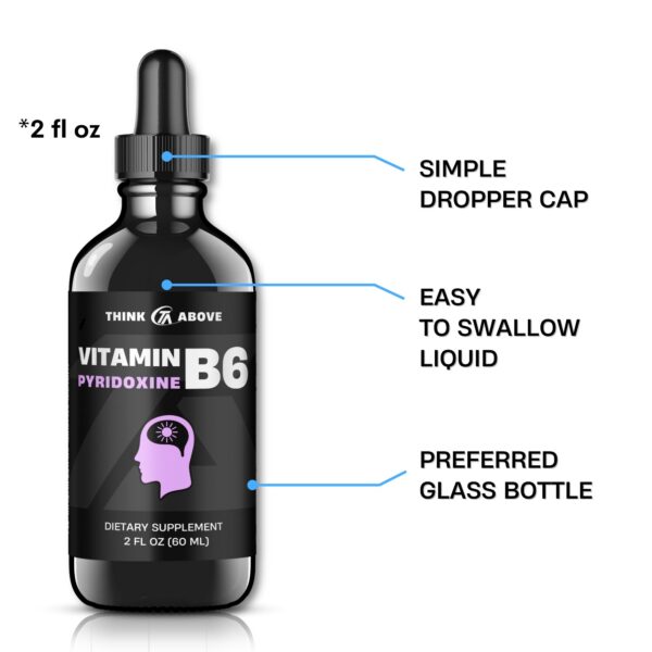 Frasco vidrio vitamina B6 líquida Think Above 30 días
