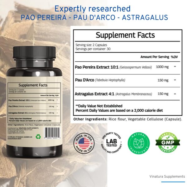 Frasco suplemento VINATURA Pao Pereira 1300mg