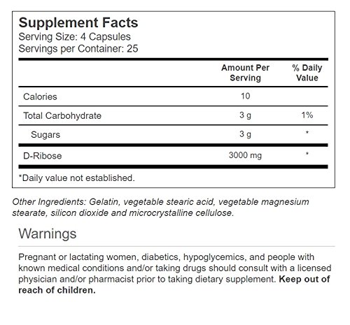 Frasco Vitacost D-Ribosa cápsulas 3000 mg