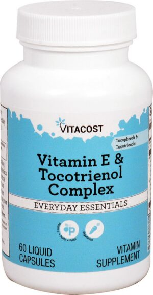 Frente de frasco Vitacost Vitamina E y Tocotrienoles