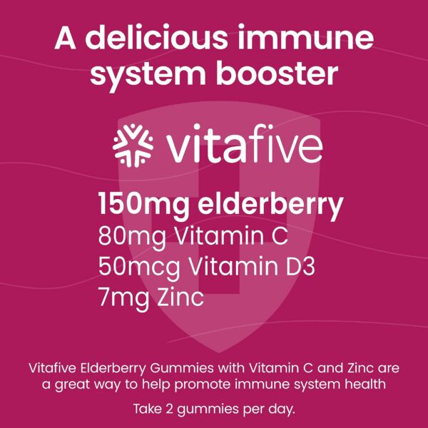 Frasco vitafive gomitas saúco sin alérgenos con vitamina c y zinc