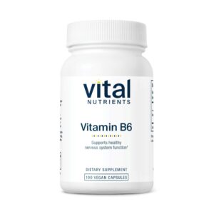 Frasco Vital Nutrients vitamina B6 metilada 100 cápsulas