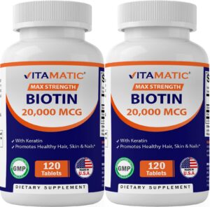 Frasco Vitamatic biotina alta potencia con queratina 240 tabletas