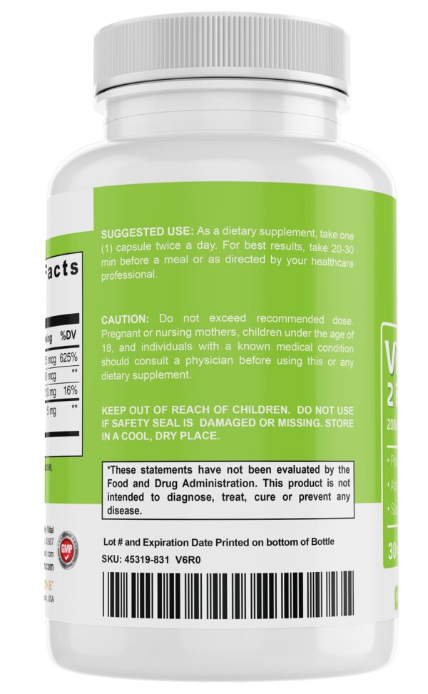 Frasco Vitamin K2-D3 2 en 1 Purely Vital 60 cápsulas