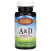 Frasco de vitamina A y D Carlson Labs 10000/400 UI 300 softgels