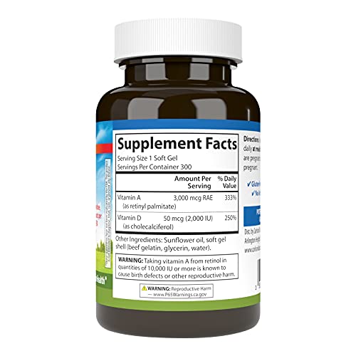 Frasco vitamina A&D Carlson 300 cápsulas