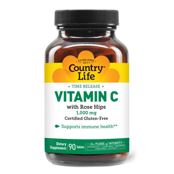 Frasco vit c con hierro country life 90 tabletas