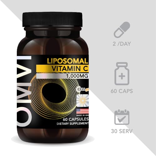 Frasco de vitamina c liposomal Omvi cápsulas vegetales