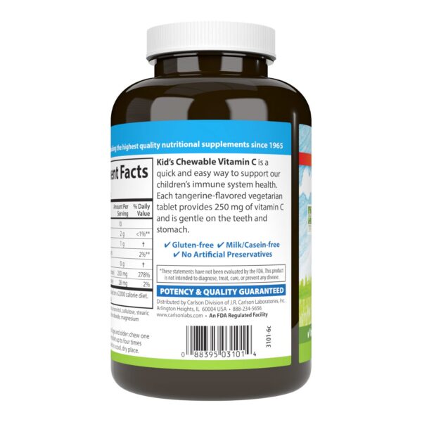 Frasco vitamina c masticable sabor mandarina Carlson